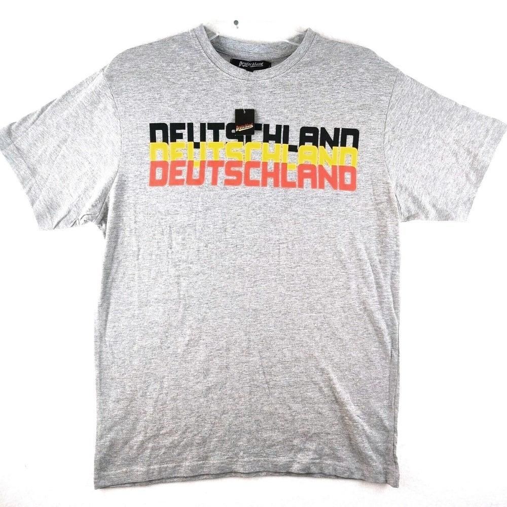 Deutschland Graphic T Shirt Men's Grey Crew Neck Cotton Short Sleeve Size M